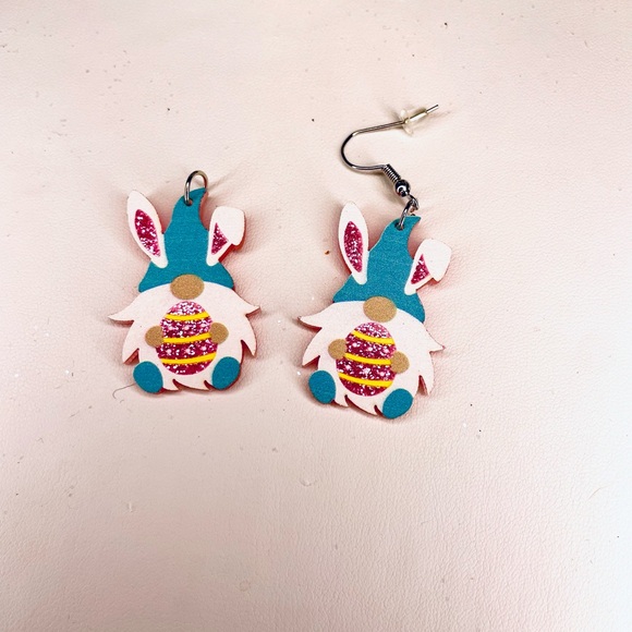Jewelry - Easter Gnome Bunny Earrings